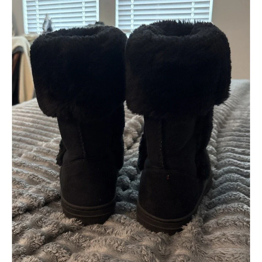 Style & Co Fuzzy Women's Boot, Size 7 Black